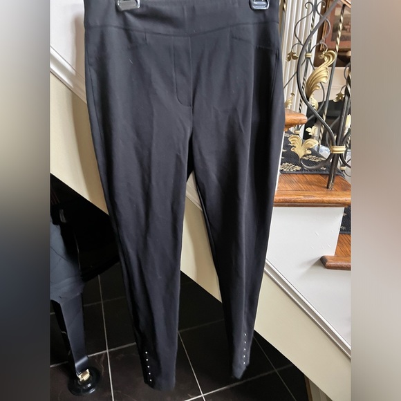Chicos Black Stretch Pants.Decor. side hem. Elastic stretch waist.Size 1 EUC - Picture 3 of 10